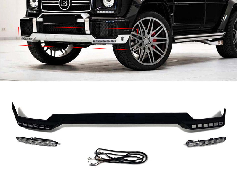 Fiberglass Front AMG Bumper Lip Spoiler with LEDs for Mercedes-Benz G-Class W463
